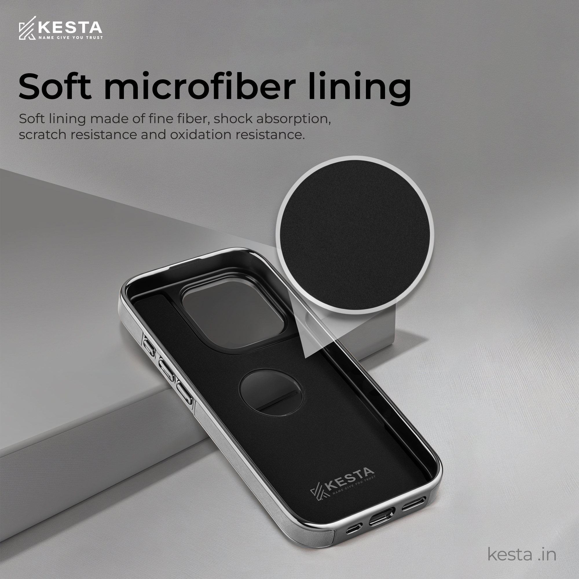 iPhone 15 Pro Cover - Classy Elite Gray Leather Case (Built-In Magnetic Ring Holder)